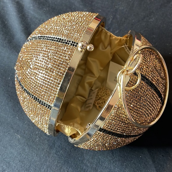 Gold Rhinestone Basketball Purse - Picture 3 of 3